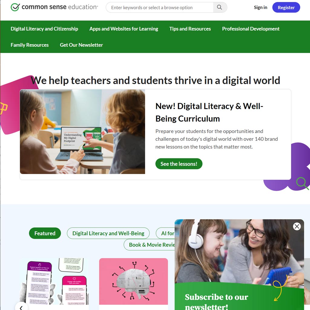 Common Sense Education Website Graphic